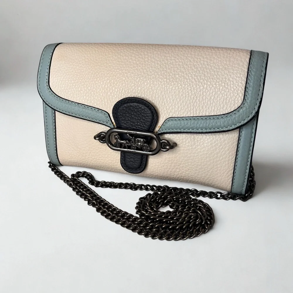 Coach Jade Envelope Wallet Crossbody in Colorblock Pebble Leather